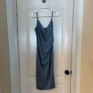 Lulu's Sleek Blue Midi Dress